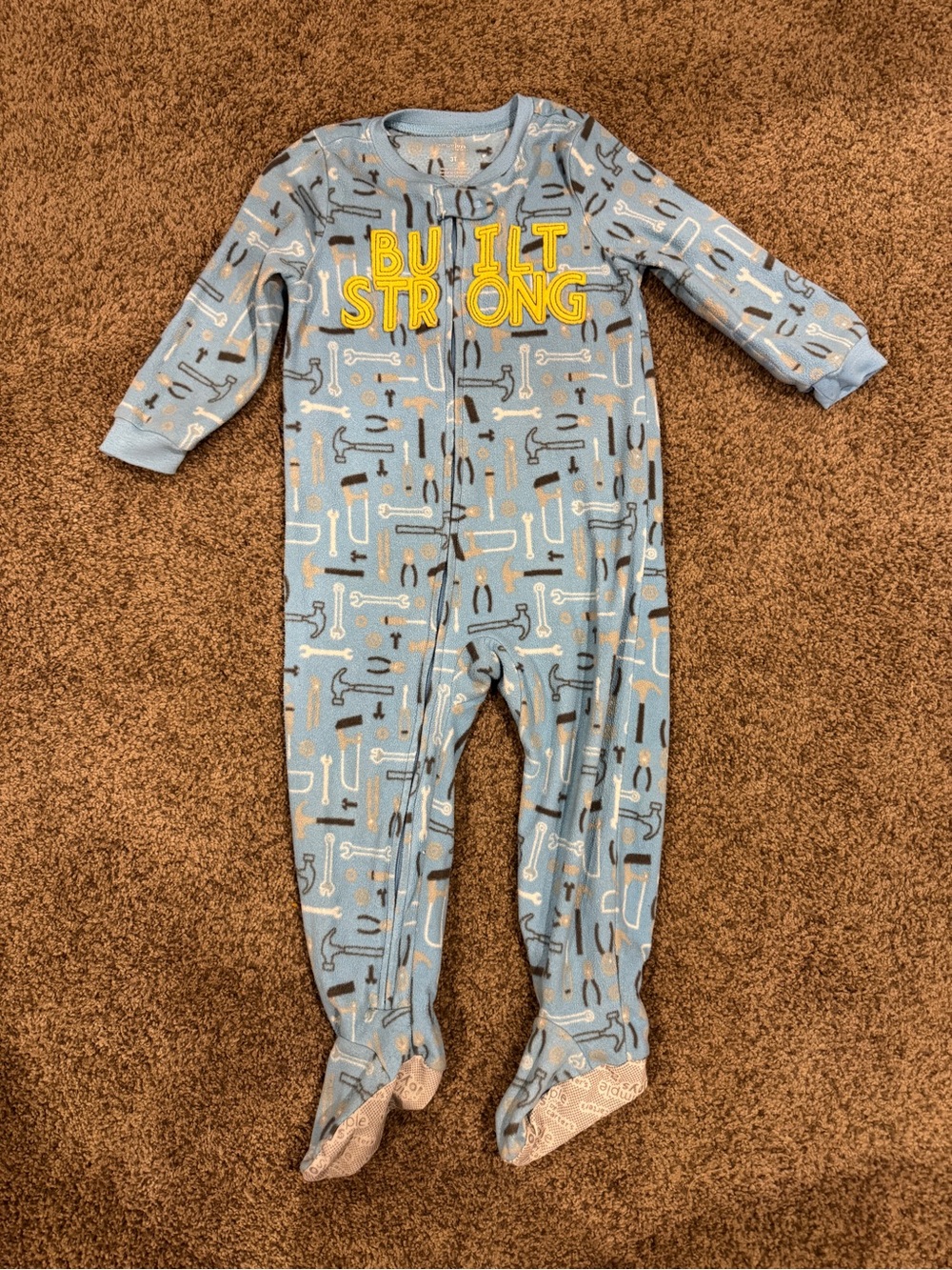 “Built strong” Tools toddler footie Jammies—3T—Simple joy